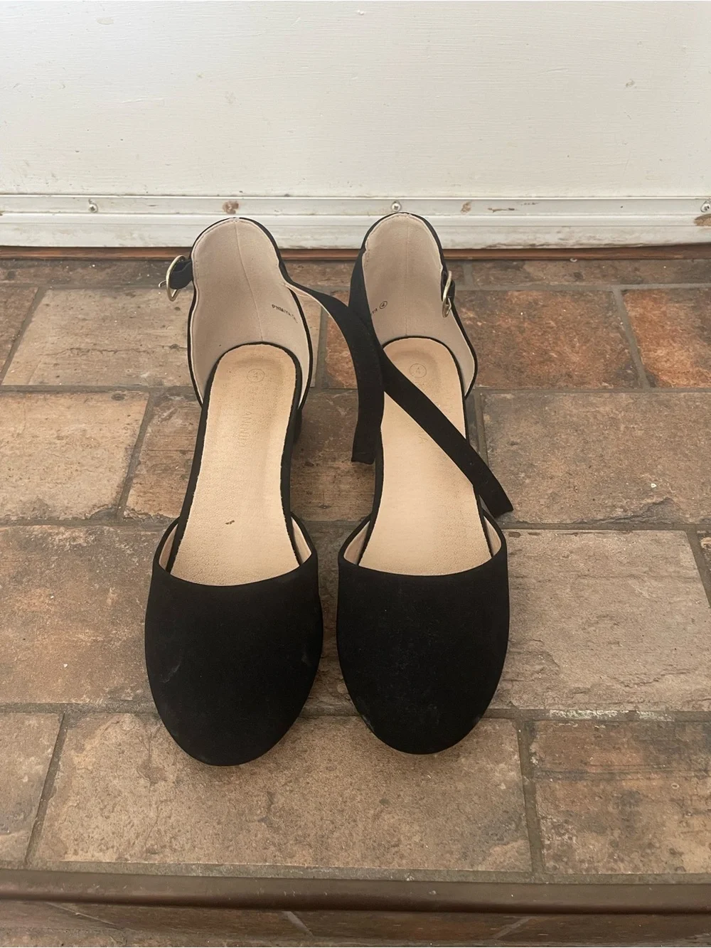 Girls Black Ankle-Strap Dress Flats